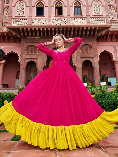 Elegant Anarkali Gown with Heavy Embroidery for Festive Wear