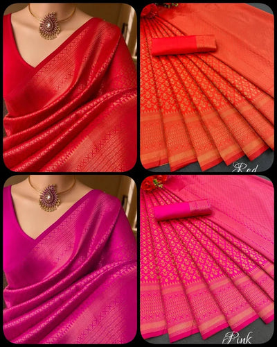 Elegant Art Silk Saree - Jacquard Border for Wedding & Party Wear