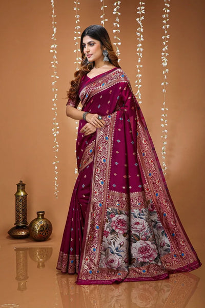 Elegant Banarasi Lichi Silk Saree - Breathable Weave for Weddings
