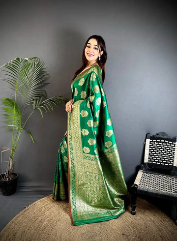 Elegant Banarasi Lichi Silk Saree - Handwoven Festive & Party Wear for Women