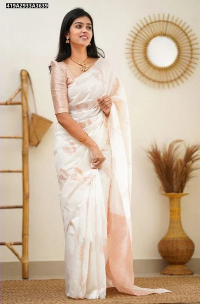 Elegant Banarasi Lichi Silk Saree - Rich Pallu Jacquard Work