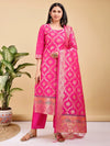 Elegant Banarasi Silk Kurta Pant Dupatta Set - Ready Made for Festive & Wedding Wear