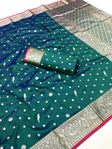 Elegant Banarasi Silk Saree - Pure Zari & Rich Pallu for Festive Wear