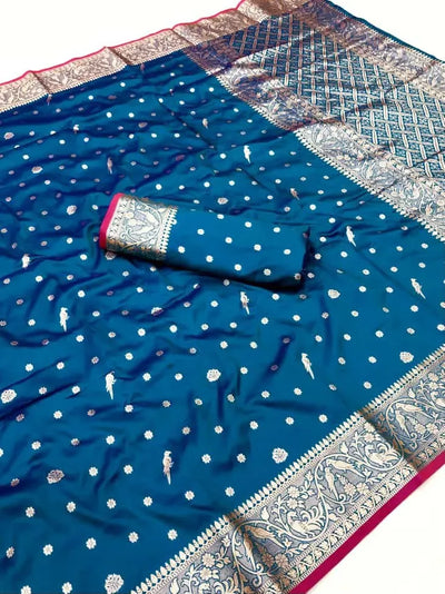 Elegant Banarasi Silk Saree - Pure Zari & Rich Pallu for Festive Wear