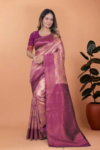 Elegant Banarasi Silk Saree - Traditional Floral Zari Weaving for Festive Wear