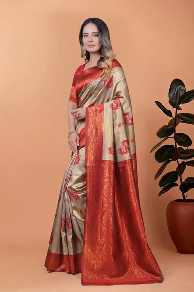 Elegant Banarasi Silk Saree - Traditional Zari Work for Festive Weddings