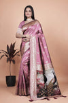 Elegant Banarasi Silk Saree with Artistic Peacock Pallu - Festive Wedding Wear for Women