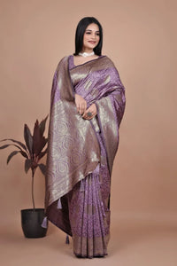 Elegant Banarasi Silk Saree with Gold Zari Border for Wedding and Festive Wear