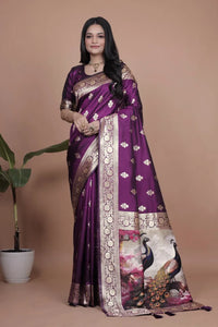 Elegant Banarasi Silk Saree with Peacock Pallu for Weddings