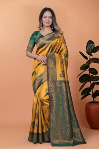 Elegant Banarasi Silk Saree with Rich Zari Weaving for Festive Weddings