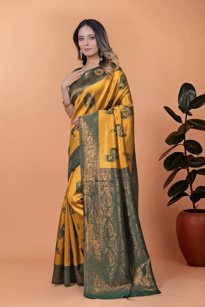 Elegant Banarasi Silk Saree with Rich Zari Weaving for Festive Weddings