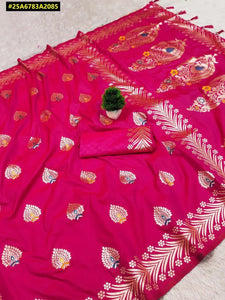 Elegant Banarasi Silk Saree - Zari Meenakari Weave for Festive & Wedding