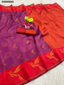 Elegant Banarasi Silk Saree - Zari Weaving Flower & Mina Design for Women