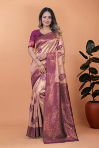 Elegant Banarasi Silk Saree - Zari Woven Contrast Border Festive Wear for Women