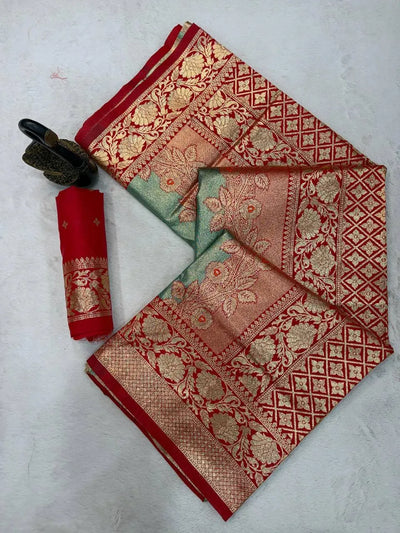 Elegant Banarasi Silk Saree with Zari Woven Florals