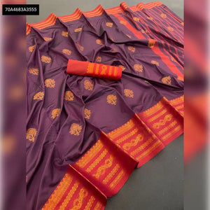 Elegant Banarasi Soft Silk Saree - Copper Zari for Festive Wear