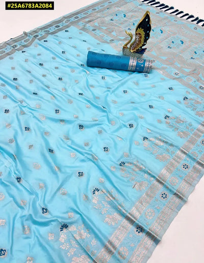 Elegant Banarasi Soft Silk Saree - Meenakari Zari Weave for Festive Wear