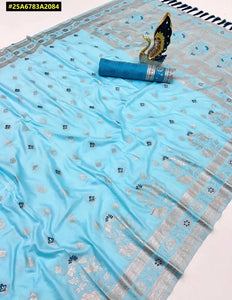 Elegant Banarasi Soft Silk Saree - Meenakari Zari Weave for Festive Wear