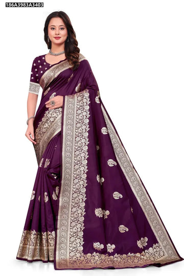 Elegant Banarasi Soft Silk Saree - Pure Zari for Festive Wear