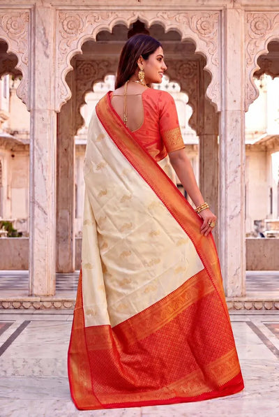 Elegant Banarasi Soft Silk Saree with Rich Zari Border for Women