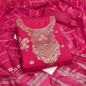 Elegant Banarsi Zequard Suit - Unstitched Festive Dress Material for Women