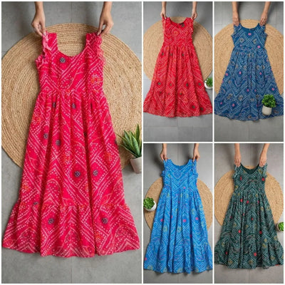 Elegant Bandhani Chiffon Dress - Festive Wear for Women