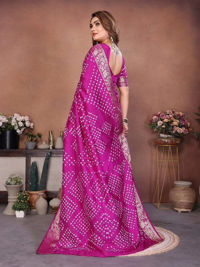 Elegant Bandhej Dola Silk Saree - Hand-Tied Work for Women