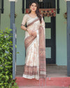 Elegant Beige Linen Women's Saree | Casual & Festive Style
