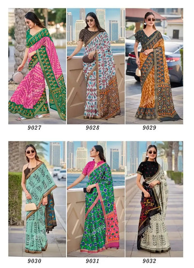 Elegant Bengali Tant Cotton Silk Saree - Soft Print Festive Wear for Women