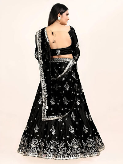 Elegant Black Art Silk Lehenga Choli - Dazzling Sequence Embroidery for Wedding Wear