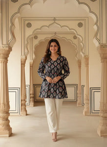 Elegant Black Rayon Tunic - Stylish Printed Top for Women