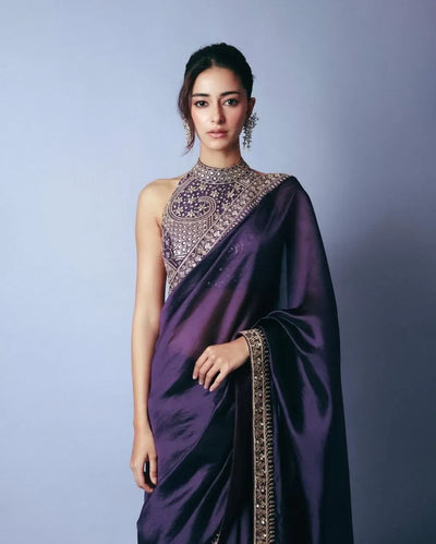 Elegant Blooming Tissue Saree - Designer Sequence Border Wedding Wear for Women