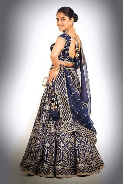 Elegant Blue Malai Satin Lehenga Choli - Heavy Embroidery Wedding Wear