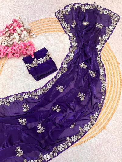 Elegant Bollywood Saree - Fandy Satin Sequence Work for Festive Wear