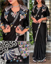 Elegant BSY Satin Saree - Stitched Jacket & Blouse Set