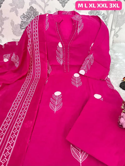 Elegant Cambric Cotton Kurti Set - Handwork & Print for Women