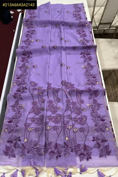 Elegant Chanderi Cotton Saree - Resham Jamdani Weaving for Festive Wear