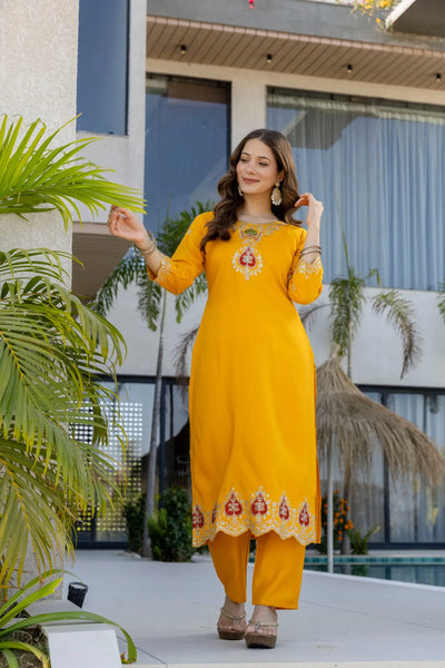 Elegant Chanderi Embroidered Kurti Set - Pure Tissue Silk Dupatta for Women