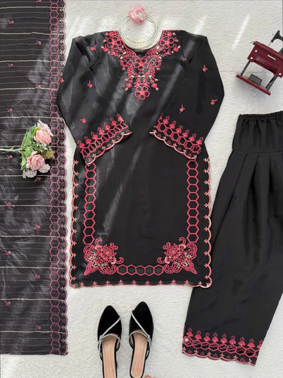 Elegant Chanderi Farshi Salwar Suit - Premium Thread Sequence Work Festive Wear for Women