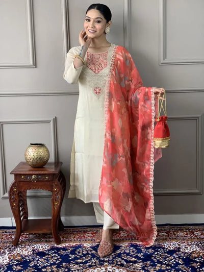 Elegant Chanderi Kurta Set - Fully Stitched Festive Wear