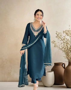 Elegant Chanderi Kurta Set - Gorgeous Festive Embroidery Suit for Women