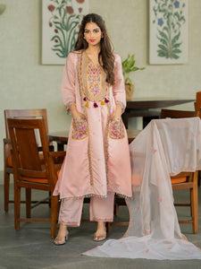Elegant Chanderi Kurti Set - Designer Embroidered Festive Wear for Women