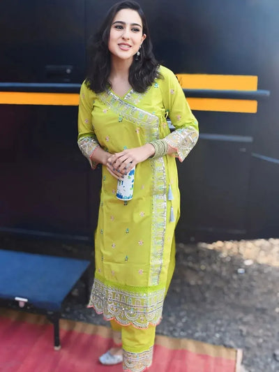 Elegant Chanderi Kurti Set - Heavy Embroidery for Festive Wear