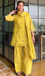 Elegant Chanderi Palazzo Suit Set - Embroidered Satin Mul Festive Wear for Women