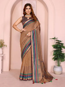Elegant Chanderi Saree - Digital Printed Polka Dots Festive Wear for Women