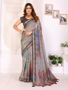 Elegant Chanderi Saree with Multicolor Checks - Festive Wear for Women