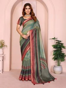 Elegant Chanderi Saree with Traditional Tribal Prints - Festive Wear for Women