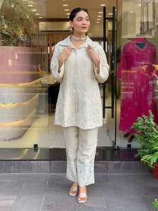 Elegant Chanderi Silk Cord Set - Exquisite Embroidery for Party Wear