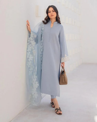 Elegant Chanderi Silk Kurta Set - Embroidered Dupatta for Festive Wear