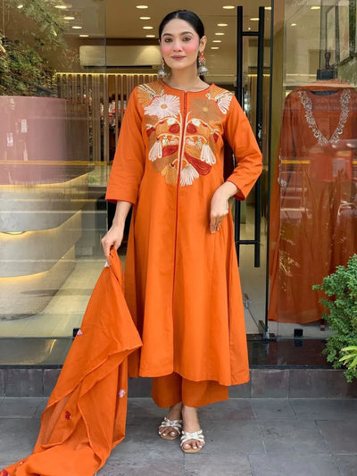Elegant Chanderi Silk Suit Set - Embroidered Party Wear for Women
